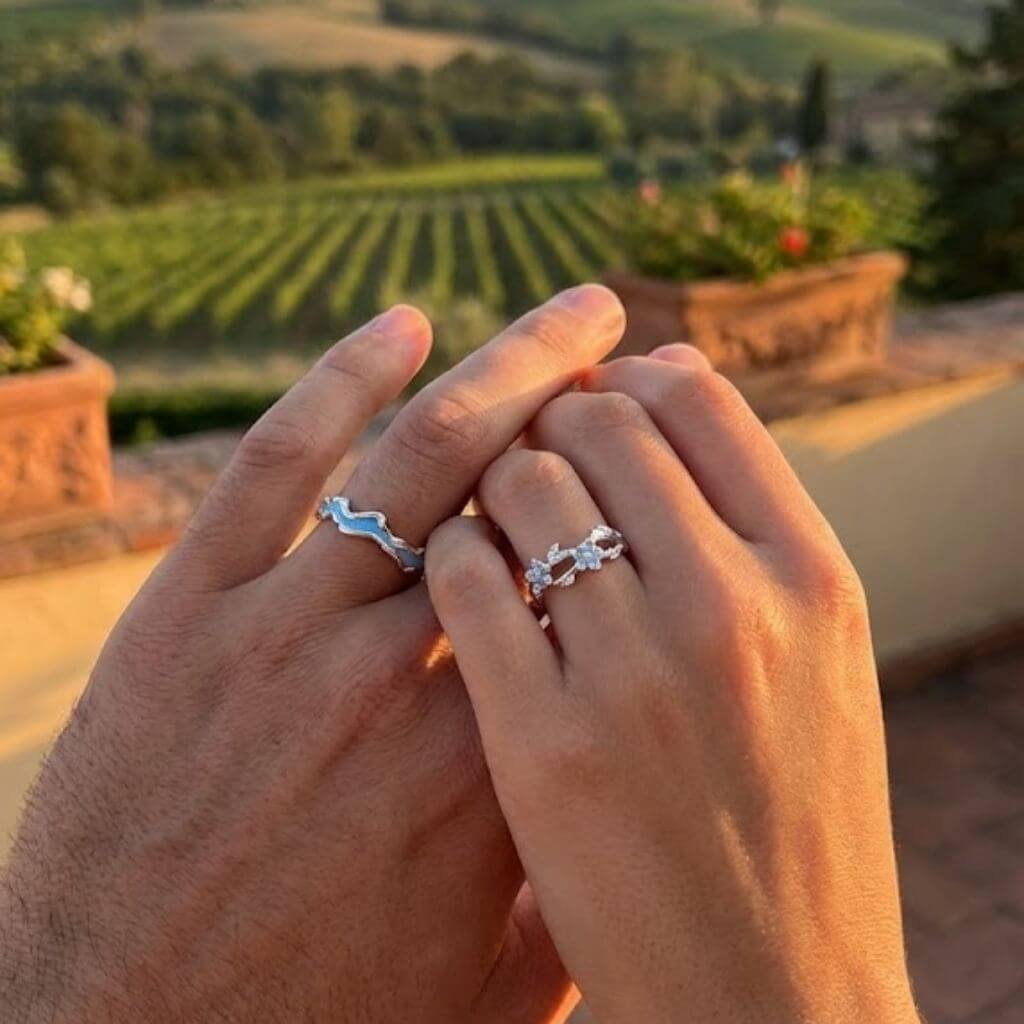 Coppia Anelli "Filo Blu del Destino"