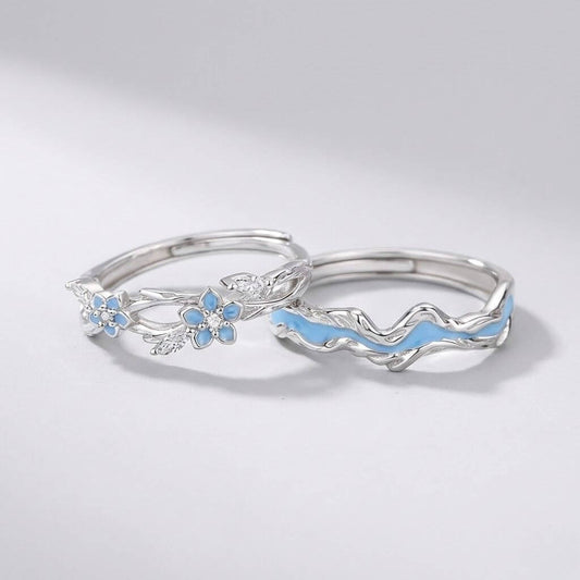 Coppia Anelli "Filo Blu del Destino"