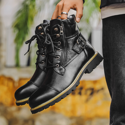 Stivali in pelle con doppie cerniere